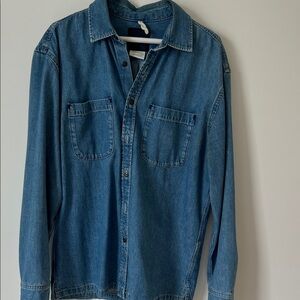 Mango Blue Denim Button-Up Shirt